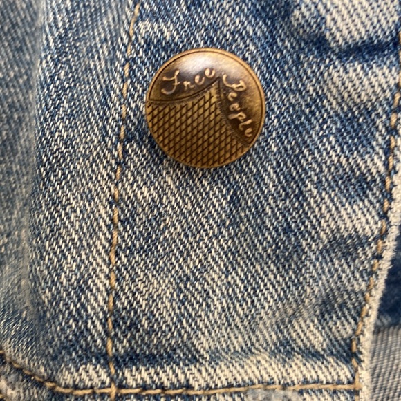 Free People Knit Hooded Distressed Denim Jacket, Size Small - Picture 9 of 13